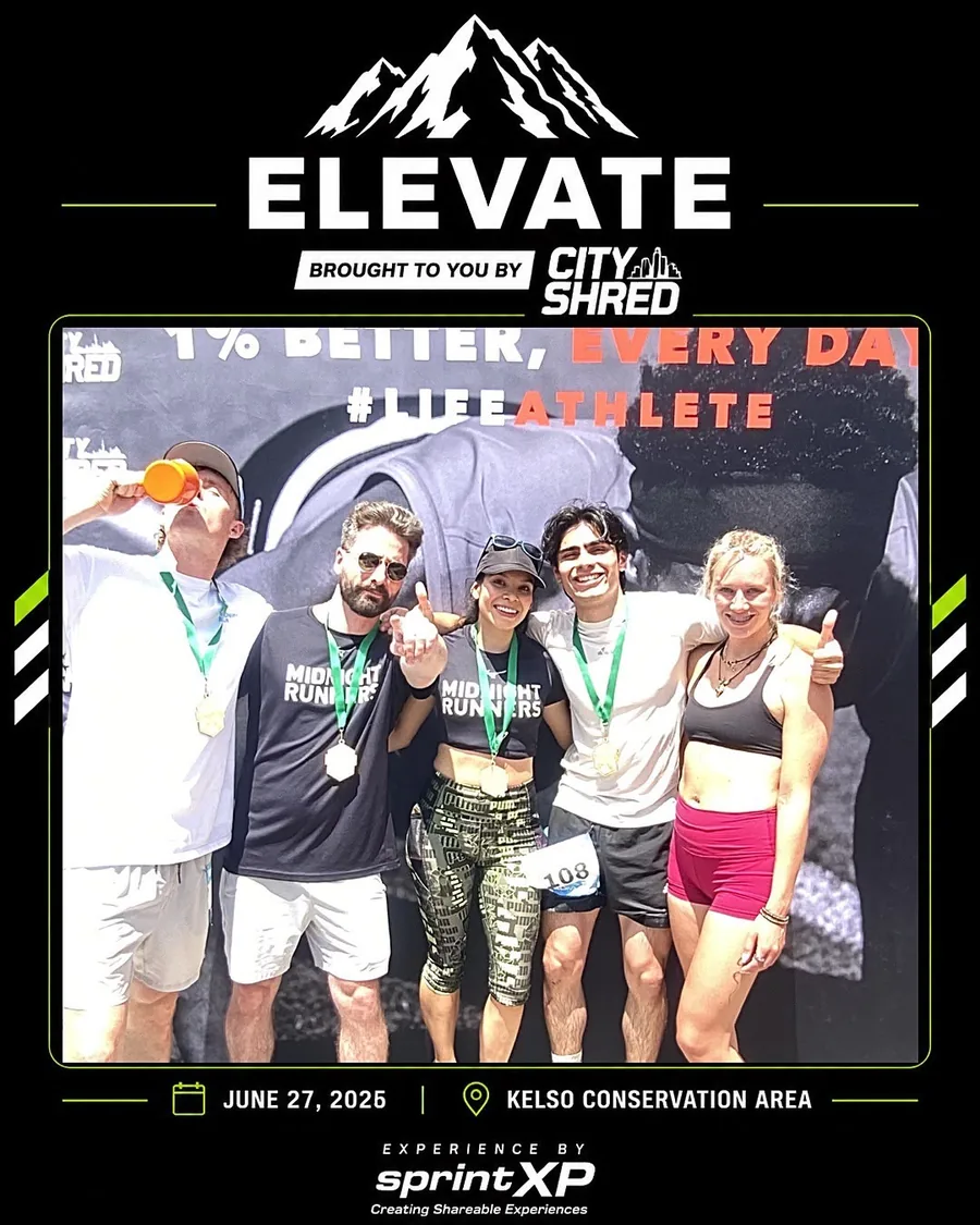 Friends posing together after a run